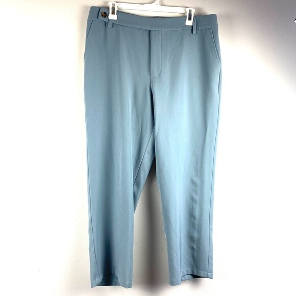 AVEC LES FILLES Ankle Trouser Pants Sky Blue Anthropologie Office Wear Sz Large - Picture 1 of 13